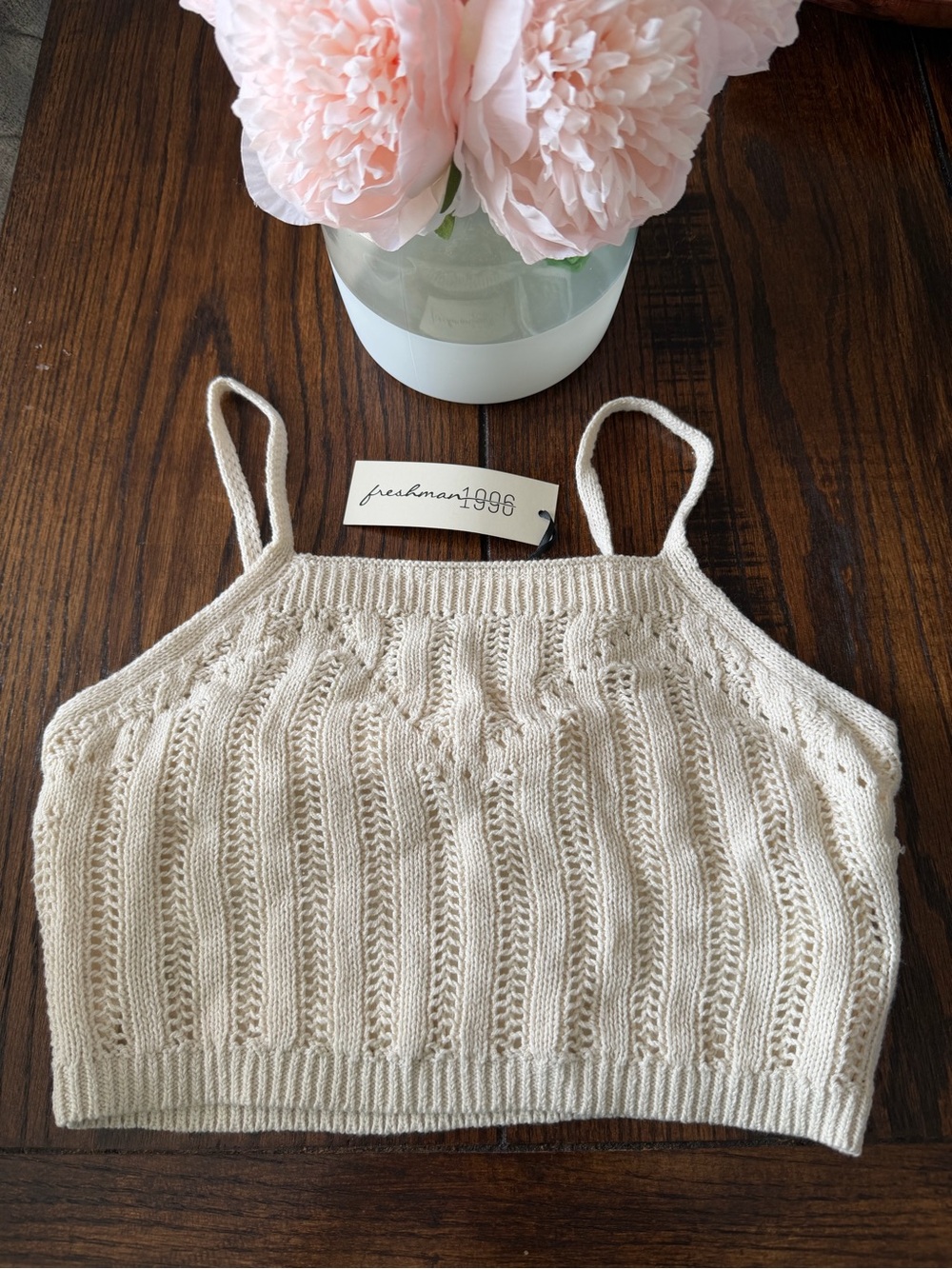 NWT Cream Knit Cropped Tank Top - Freshman 1996